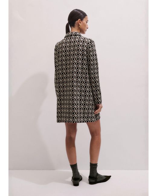 ME+EM White Graphic Jacquard Short A-Line Dress