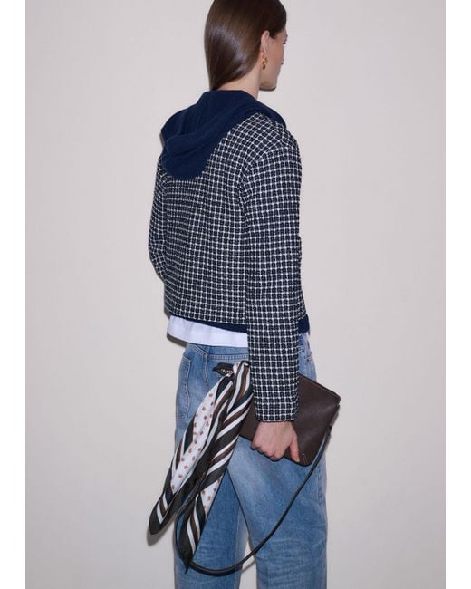 ME+EM Blue Textured Zip-Front Relaxed Top