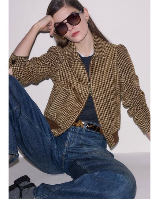 ME+EM Blue Super Soft Houndstooth Bomber