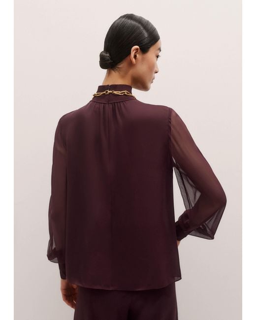 ME+EM Purple Silk Chic Rib Straight Blouse