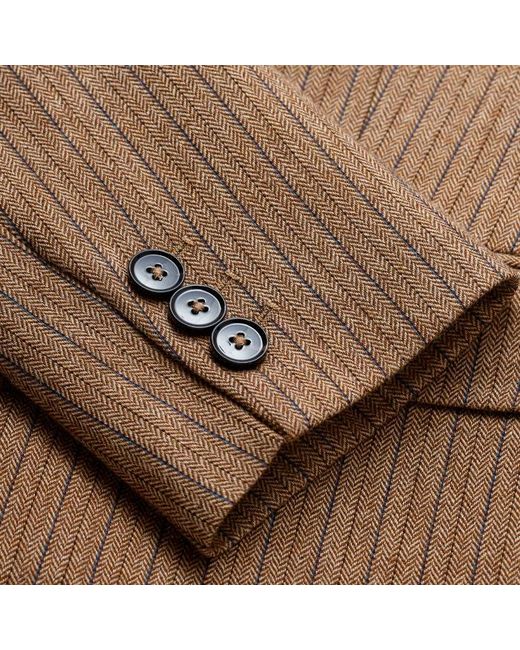 ME+EM Brown Pinstripe Sharp Shoulder Blazer Mocha