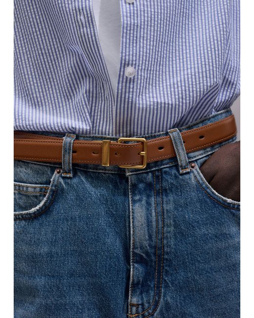 ME+EM Multicolor Reversible Belt Dark Tan-Buttercream