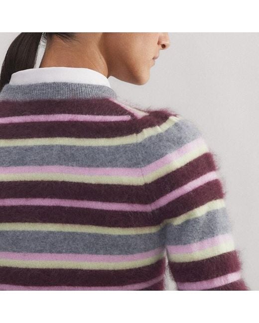 ME+EM Purple Brushed Cashmere Stripe Sweater