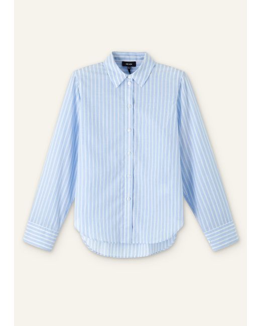 ME+EM Blue Cotton Voile Relaxed Forever Stripe Shirt