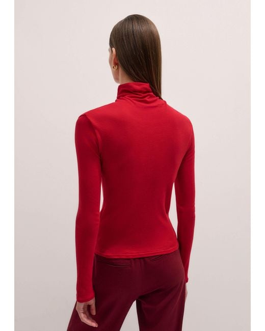 ME+EM Red Sheer High Neck Top