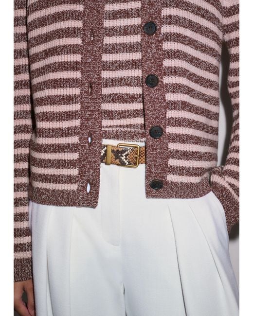 ME+EM Brown Mouliné Stripe Straight Cardigan Cinnamon Multi