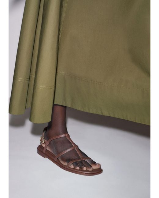 ME+EM Brown Caged Flat Sandal