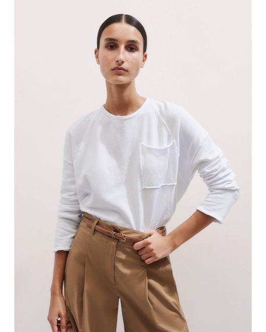ME+EM White Lightweight Raw Edge Box Sweatshirt