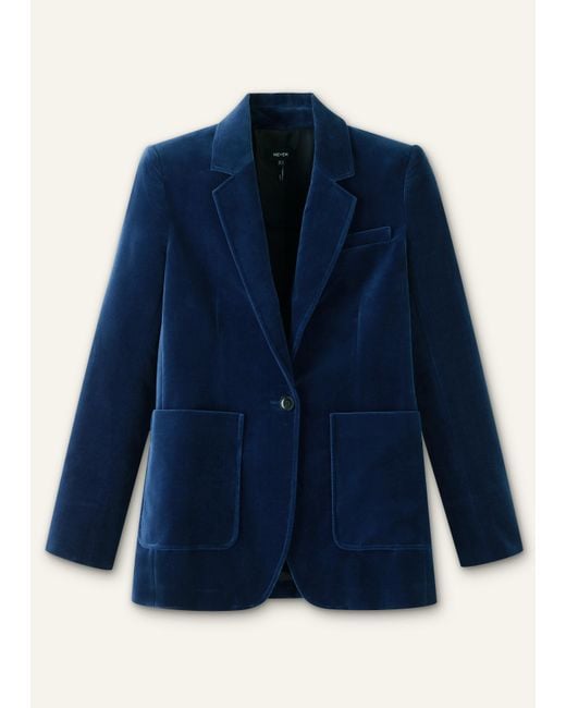 ME+EM Blue Velvet Sharp Shoulder Jacket