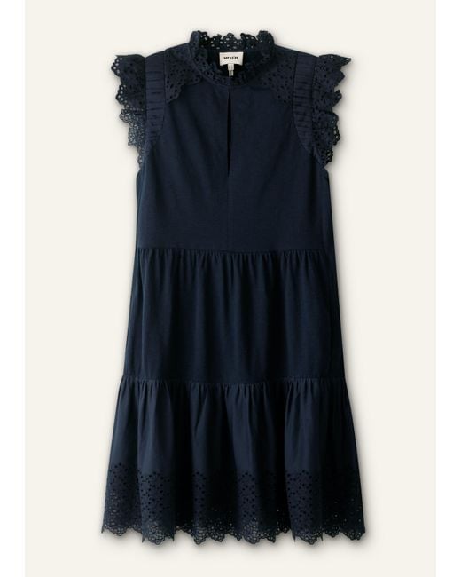 ME+EM Blue Broderie Slub Short Swing Dress