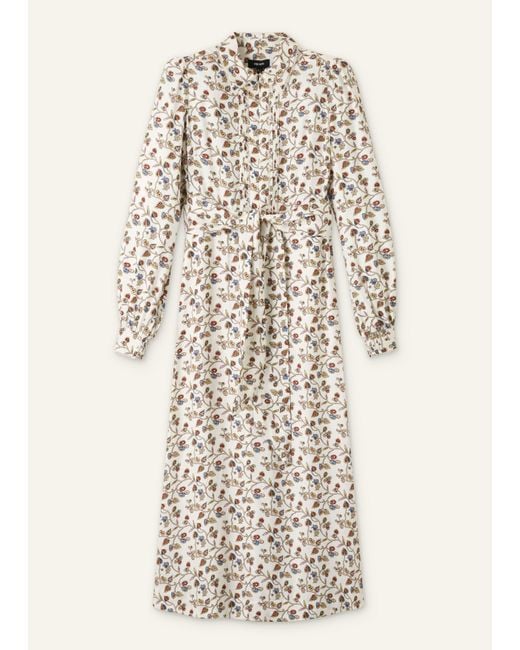 ME+EM Natural Jacquard Cottage Garden Print Maxi Shirt Dress + Belt