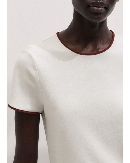 ME+EM Blue Slim Ringer Tee Light Cream-Cinnamon