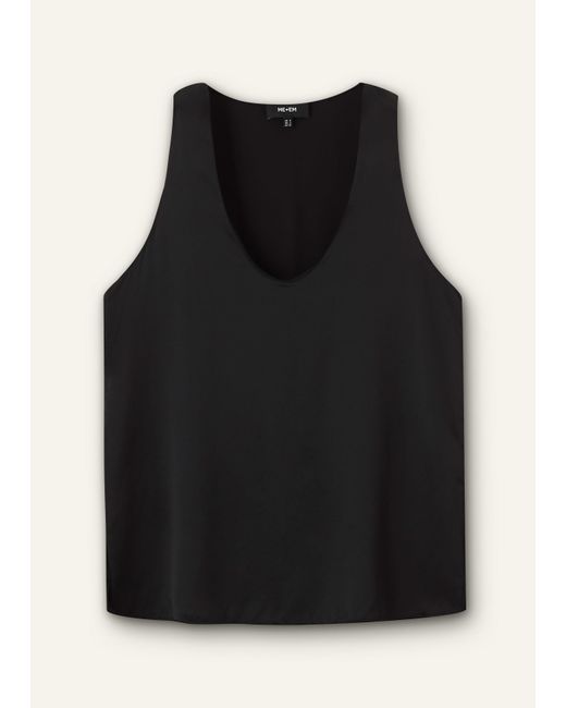 ME+EM Black Silk Satin Tank Top