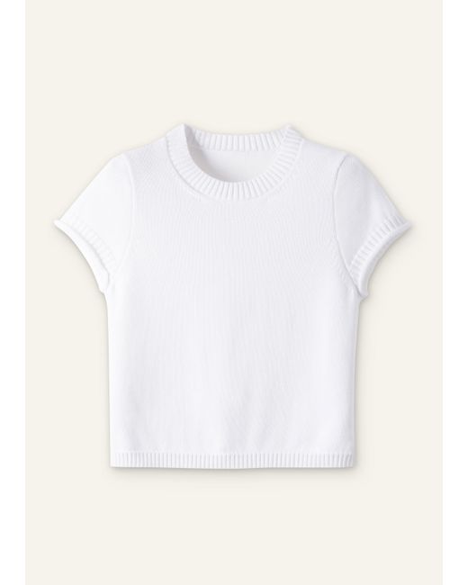 ME+EM White Shrunken Straight Knit Baby Tee