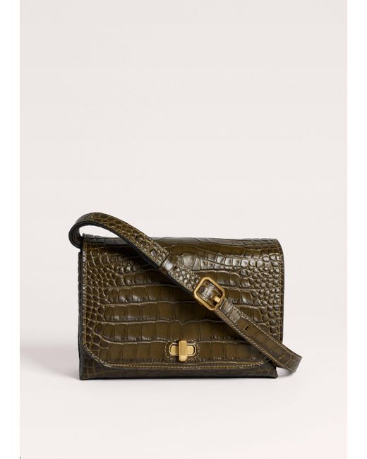 ME+EM Brown Croc Print Clutch/Crossbody Bag