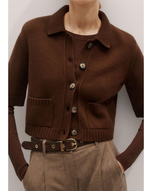 ME+EM Brown Merino Cashmere Barely There Rib Layering Jumper