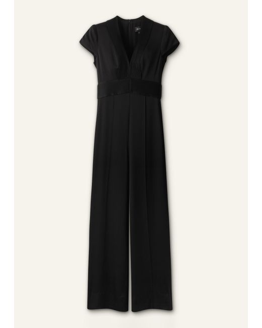 ME+EM White Satin Pintuck Detail Wide Leg Jumpsuit