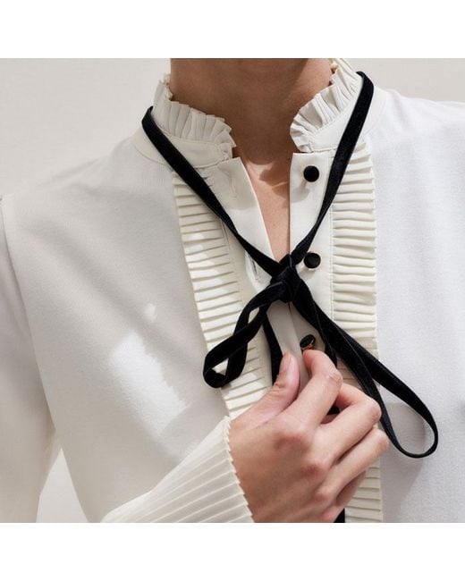 ME+EM Natural Frill Neck Layering Blouse + Tie