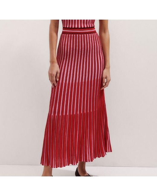 ME+EM Textured Stripe Knit Midi Dress