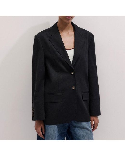 ME+EM Blue Crease-Less Linen Deconstructed Lightweight Summer Blazer
