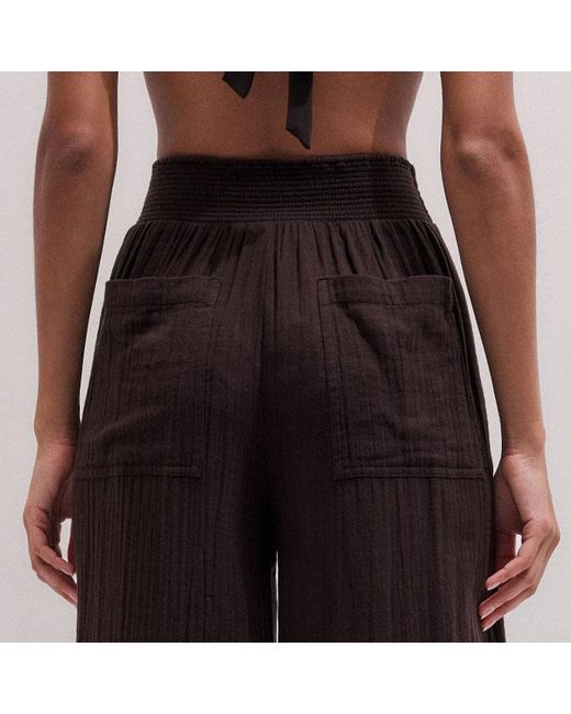 ME+EM Black Cheesecloth Wide-Leg Trouser