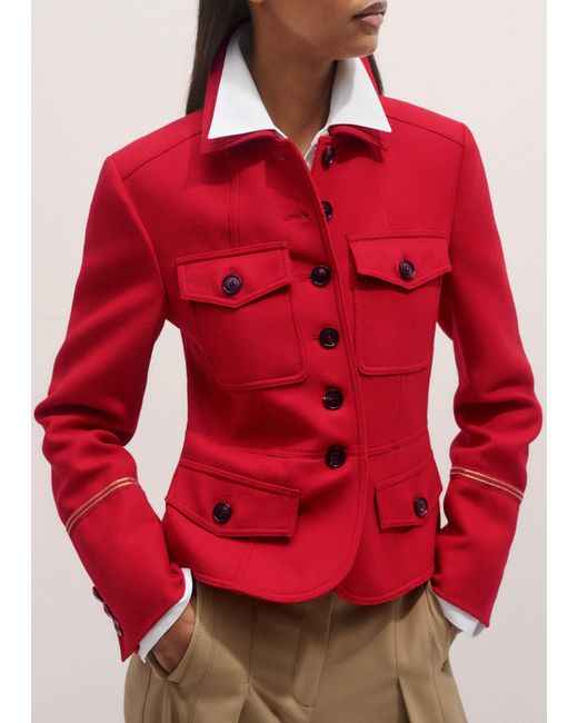 ME+EM Red Italian Wool Twill Military Jacket