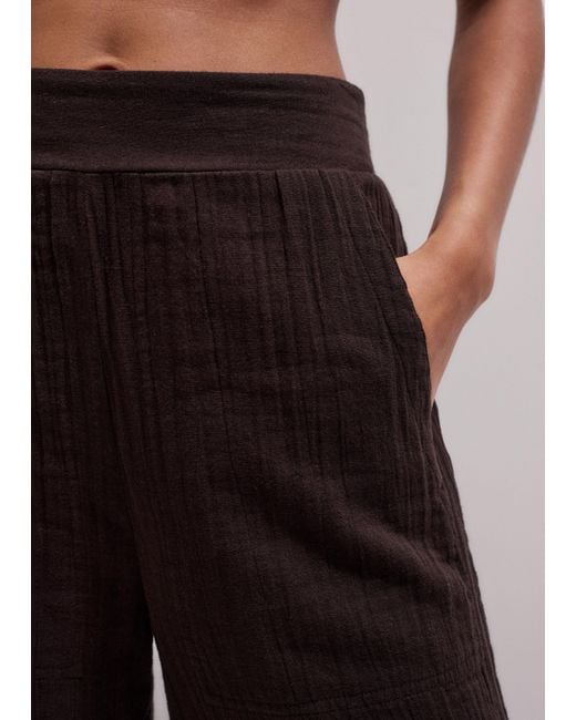 ME+EM Black Cheesecloth Wide-Leg Trouser