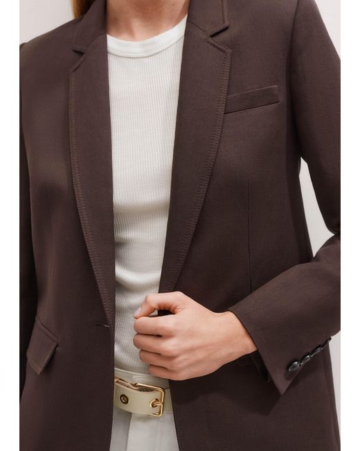 ME+EM Brown Sharp Shoulder Straight Blazer