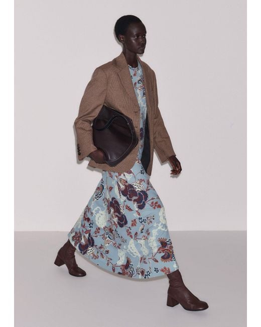 ME+EM Blue Grand Paisley Print Pouf Sleeve Maxi Dress