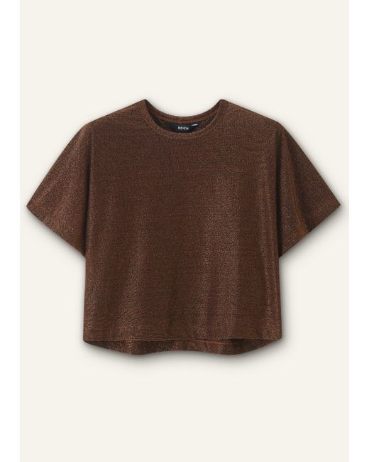 ME+EM Brown Metallic Box Crop Tee