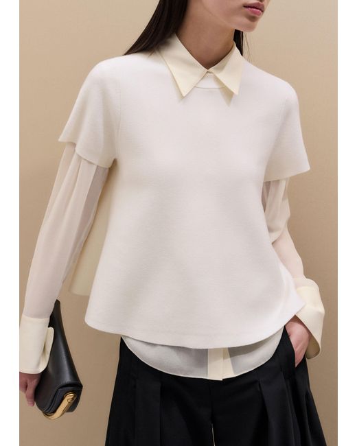 ME+EM Natural Wool Stretch Short Sleeve Swing Knit Top