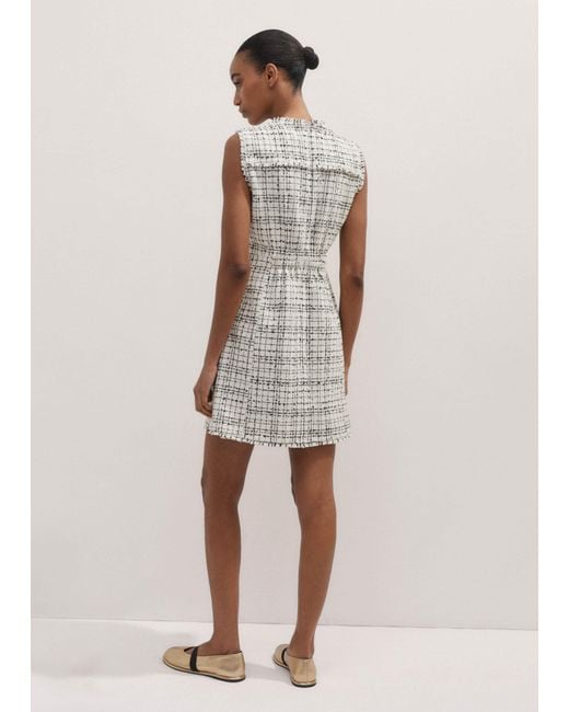 ME+EM Monochrome Tweed Layering Mini Dress in Natural | Lyst