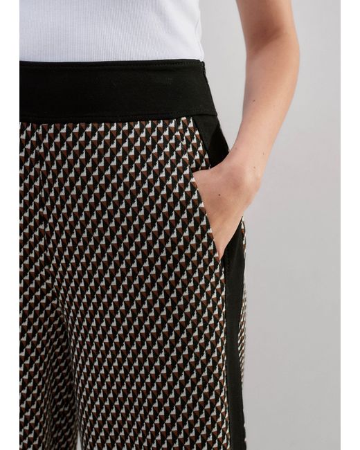 ME+EM Black Travel Tailoring Geo Jacquard Wide-Leg Pant