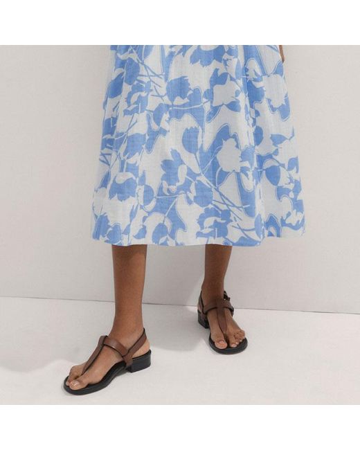 ME+EM Blue Cheesecloth Tulip Print Midi Dress