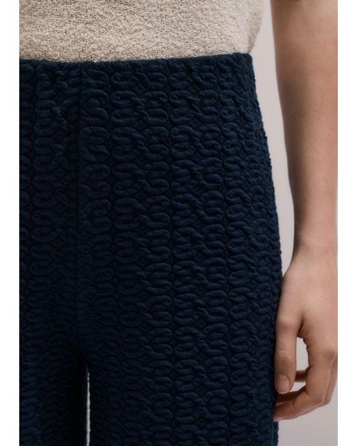 ME+EM Blue Textured Crop Pant