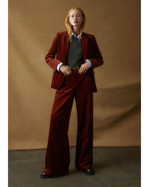 ME+EM Brown Chunky Corduroy Wide-Leg Pants