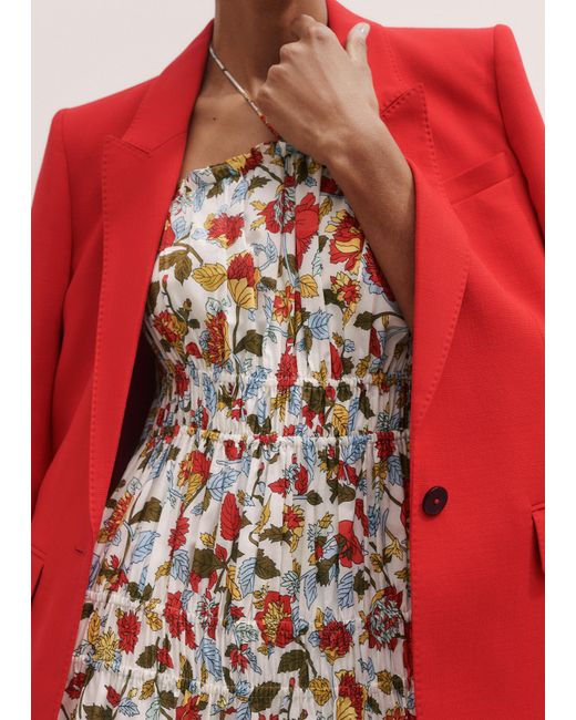 ME+EM Natural Cotton Rosebush Print Midi Dress