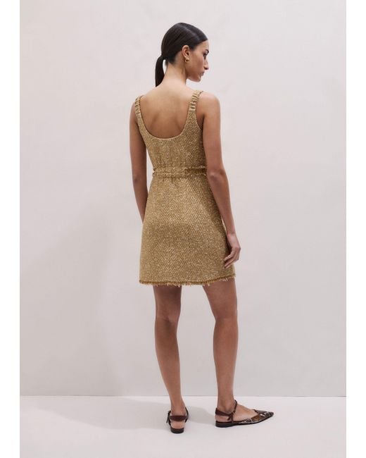 ME+EM Women's Natural Metallic Tweed Mini Dress