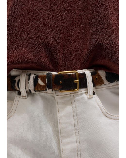 ME+EM Black Cow Print Classic Belt