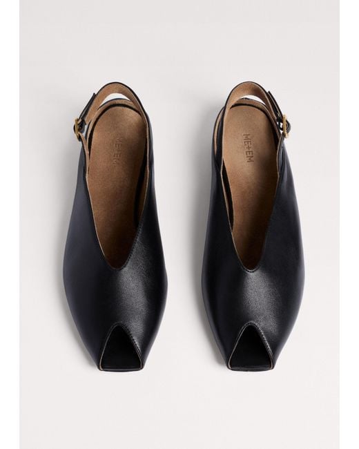 ME+EM Blue Peep Toe Flat Sandal