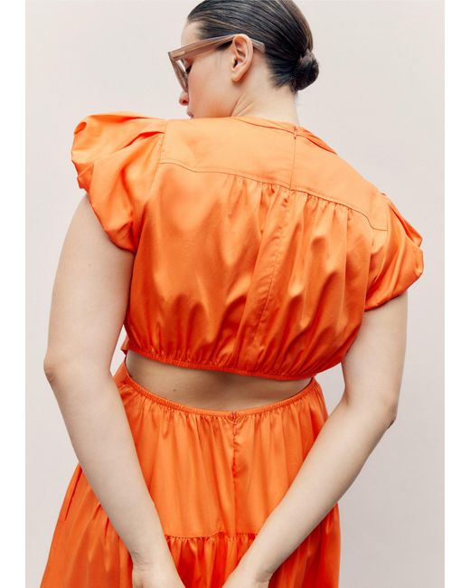 ME+EM Orange Cotton Poplin Cut-out Maxi Dress