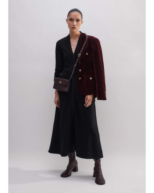 ME+EM Black Travel Tailoring Zip Front Midi Dress