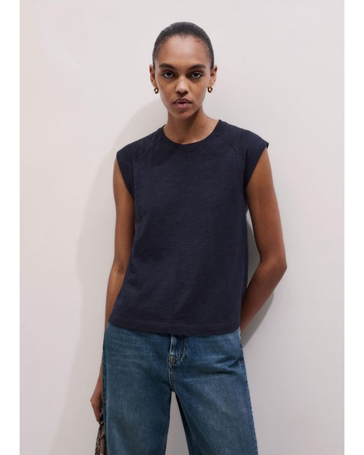 ME+EM Blue Cap Sleeve Crew Neck Swing Tee