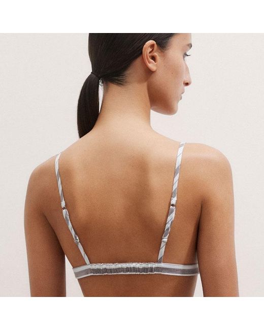 ME+EM Brown Cotton Summer Stripe Shirt Bralette