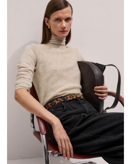 ME+EM Natural Crew Neck Straight Knit Vest Oatmeal Mélange