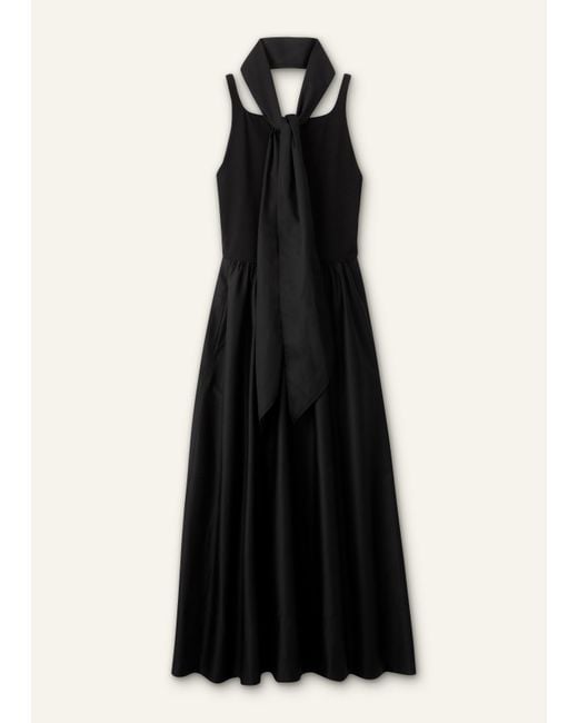 ME+EM Black Boat Neck Fit And Flare Maxi Dress + Tie