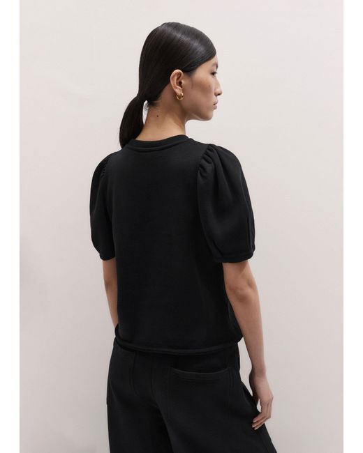 ME+EM Black Puff Sleeve Sweatshirt Tee