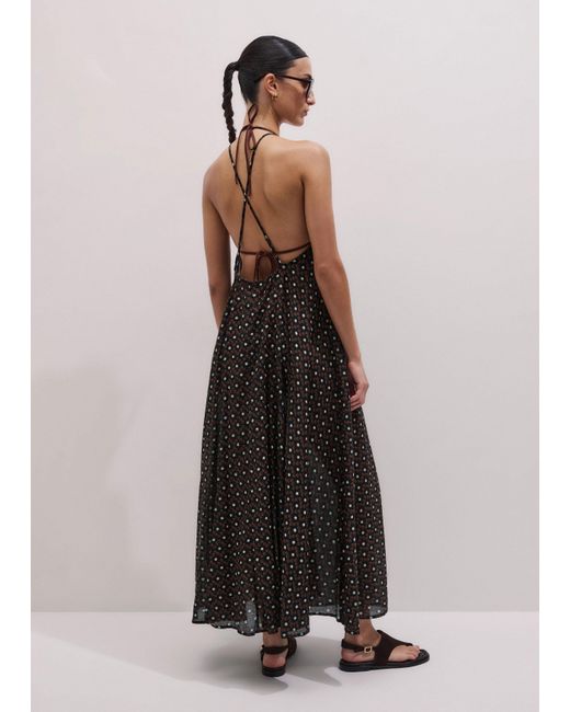 ME+EM Multicolor Cotton Voile Zig-Zag Spot Maxi Slip Dress-Multi