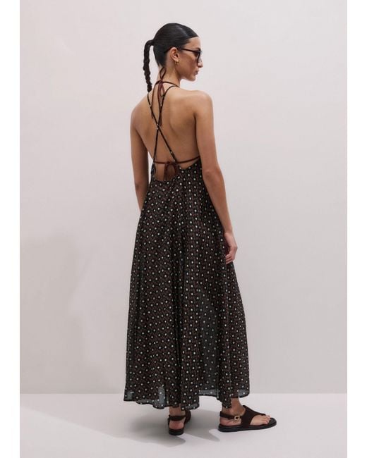 ME+EM Multicolor Cotton Voile Zig-Zag Spot Maxi Slip Dress-Multi