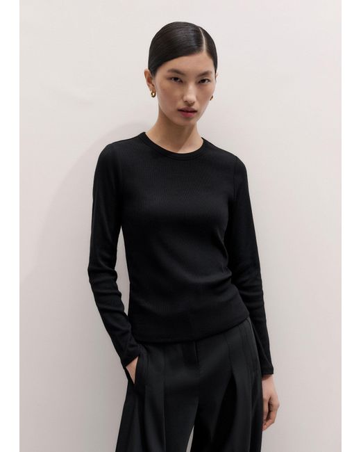 ME+EM Black Ultimate Rib Long Sleeve Top